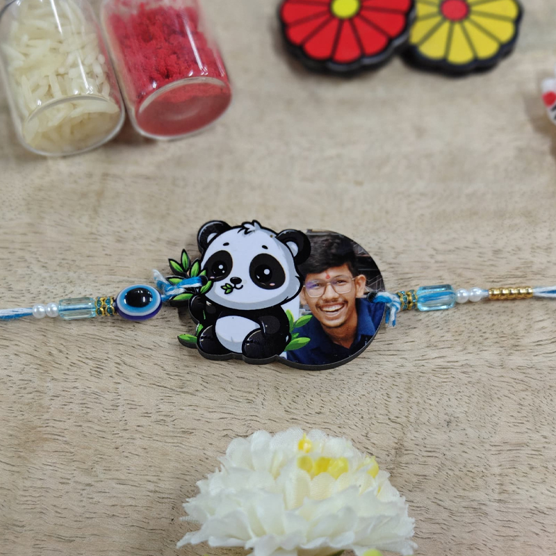 Panda Shaped Photo Rakhi with Photo